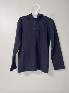 Pekkle Navy Textured Pullover Hoodie 2 Buttons Boys 4T